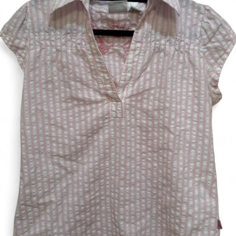 Hard Rock Cafe Women's Baby Pink & White Vintage Angel Wings Y2K Blouse